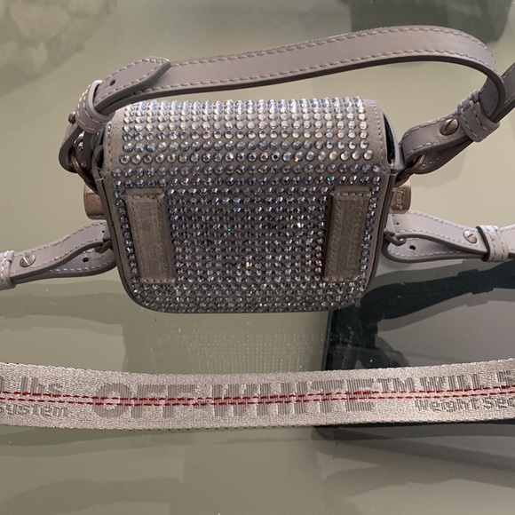 Off-white Swarovski crystals Baby Binder bag.